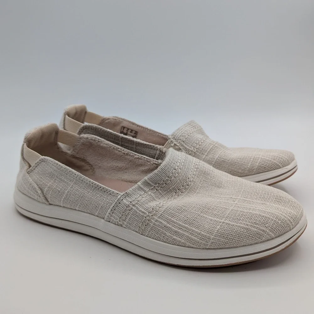 Clarks Cloudsteppers Womens 8.5 M Stone Metallic Textile‎ Slip On Loafers